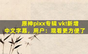 原神pixx专辑 vk!新增中文字幕，用户：观看更方便了